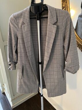 Rachel Zoe Plaid Relaxed Open Front Blazer Jacket